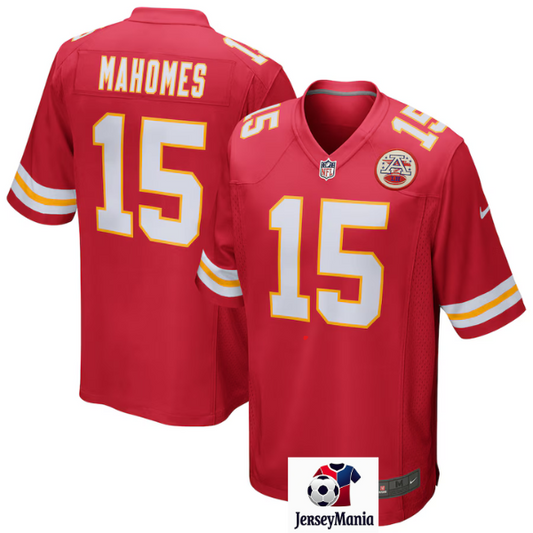 Jersey NFL Game Roja Kansas City Chiefs Patrick Mahomes #15